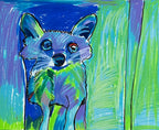 Blue Raccoon - ORIGINAL  OIL PASTEL ARTWORK - 14x17""