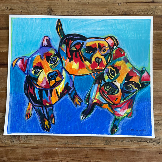 Three Pets portrait - ORIGINAL 14x17”