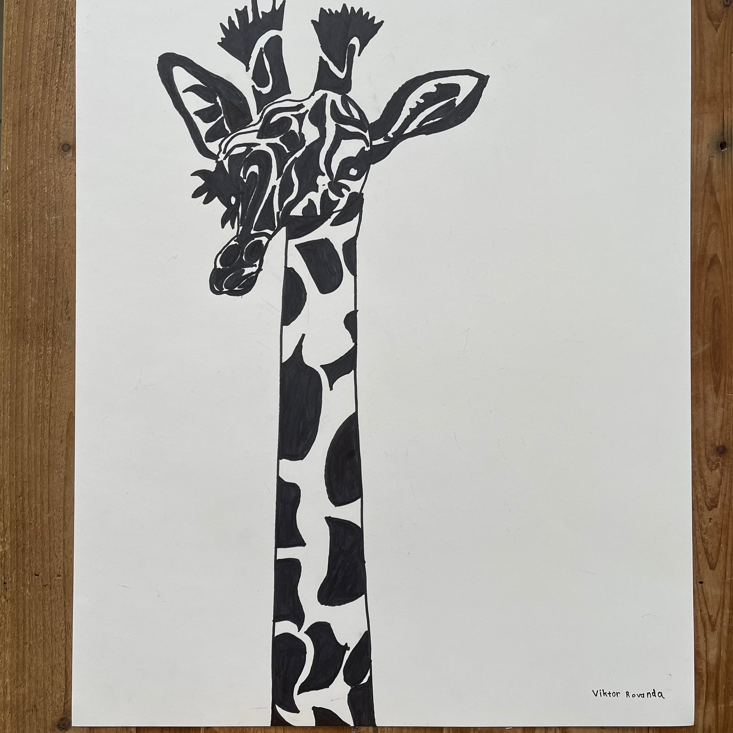 Black 'n White Giraffe - ORIGINAL 19x24"