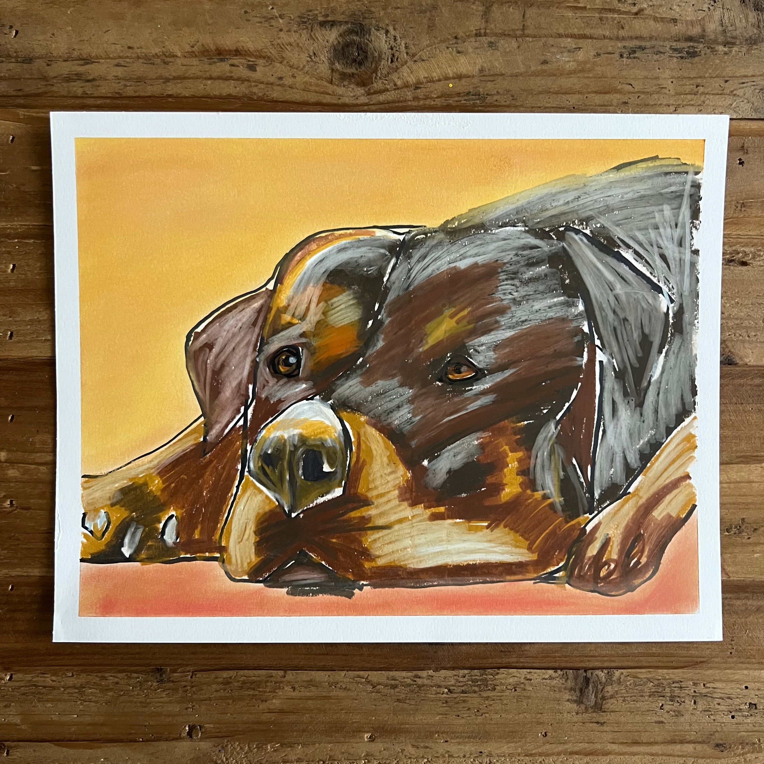 Rotweiler Dog - ORIGINAL OIL PASTEL ARTWORK - 11x14"