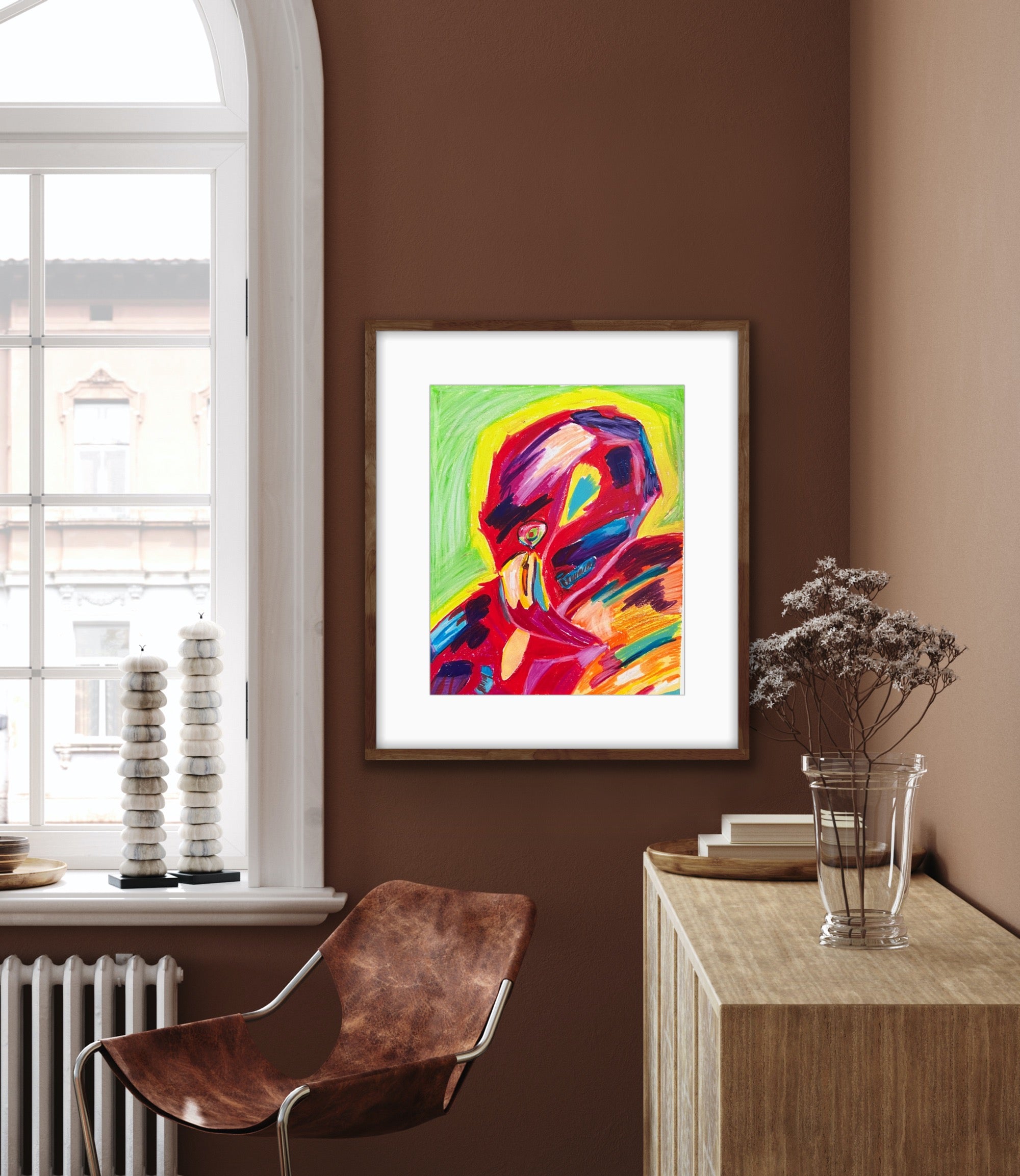 Flamingo bird - ORIGINAL  14x17” - Vichy's Art