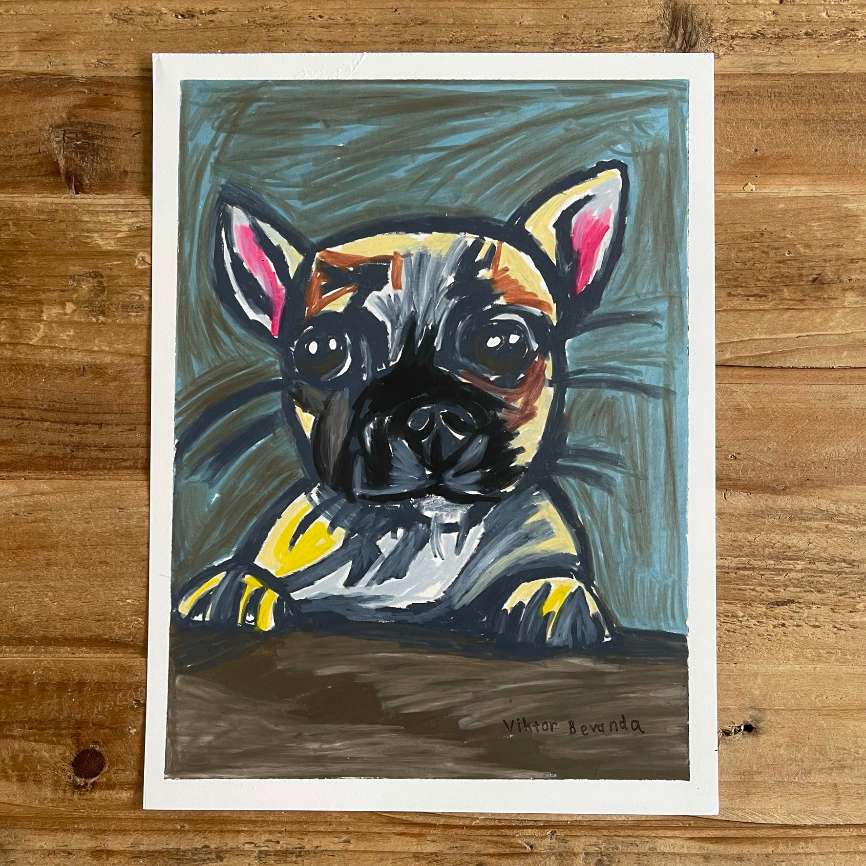 Frenchie  - original 9x12" - Vichy's Art