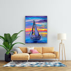 Purple Sailboat - Art Prints