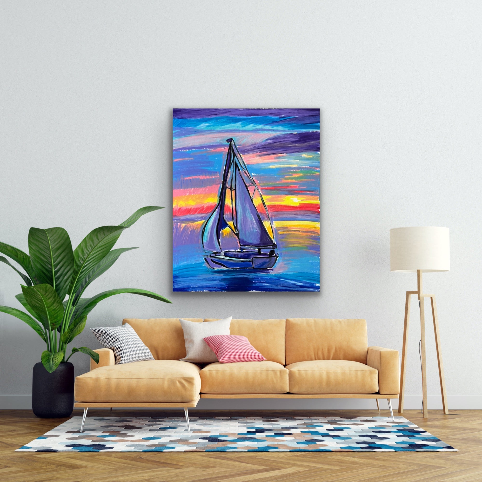 Purple Sailboat - Art Prints
