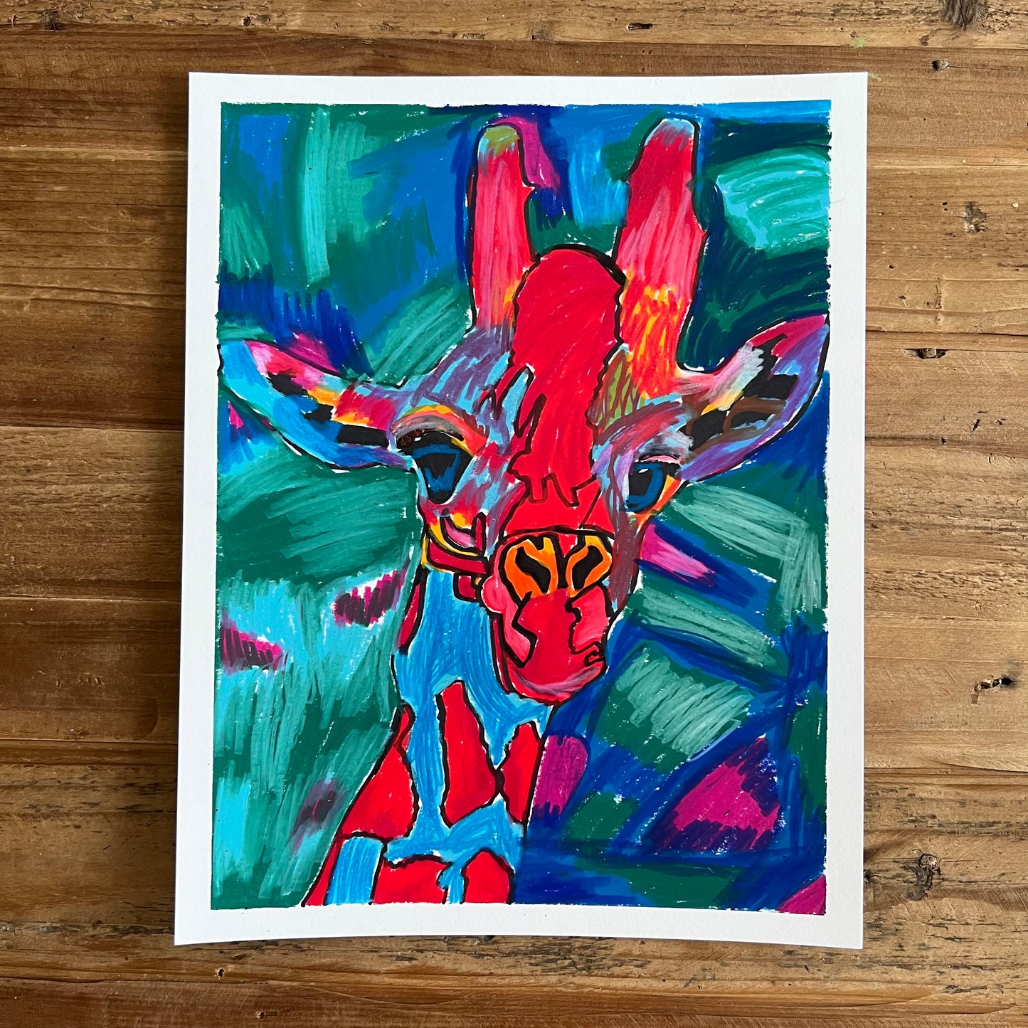 Colorful Giraffe - ORIGINAL 11x14"