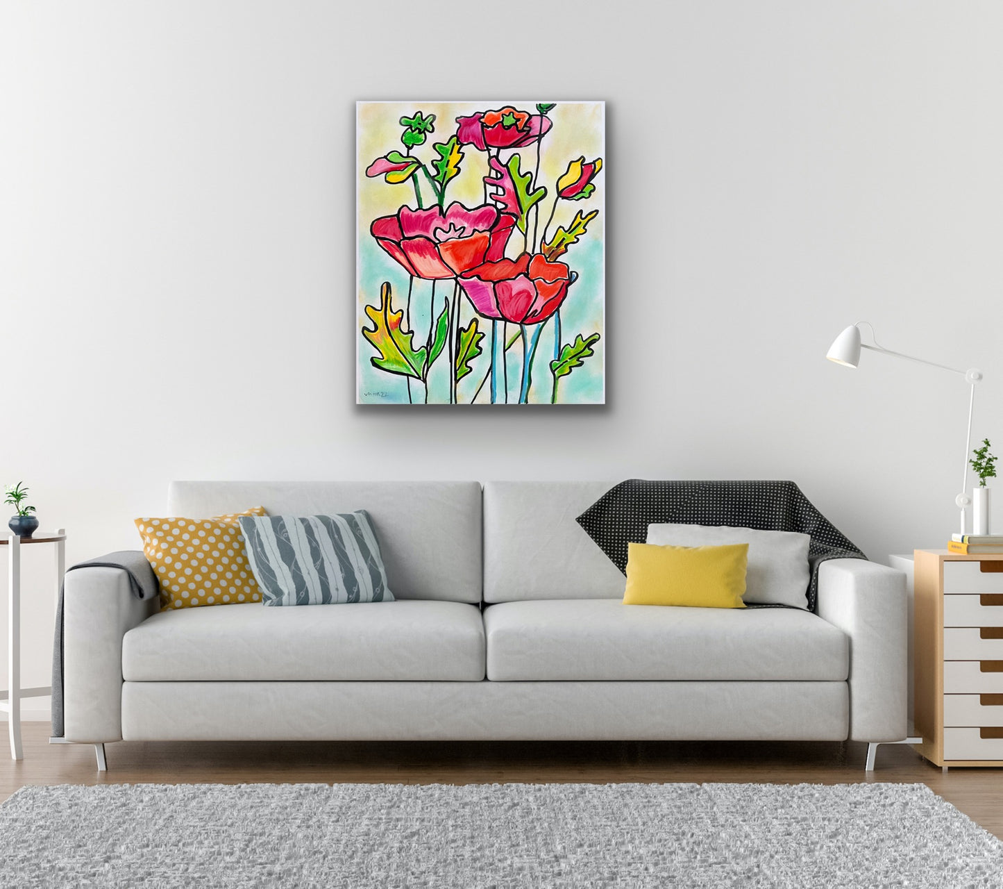 Poppy Flower - Stretched Canvas Print in more sizes