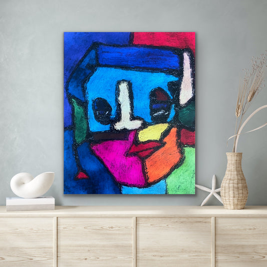 Face No 5 with glitter - Stretched Canvas Print in more sizes