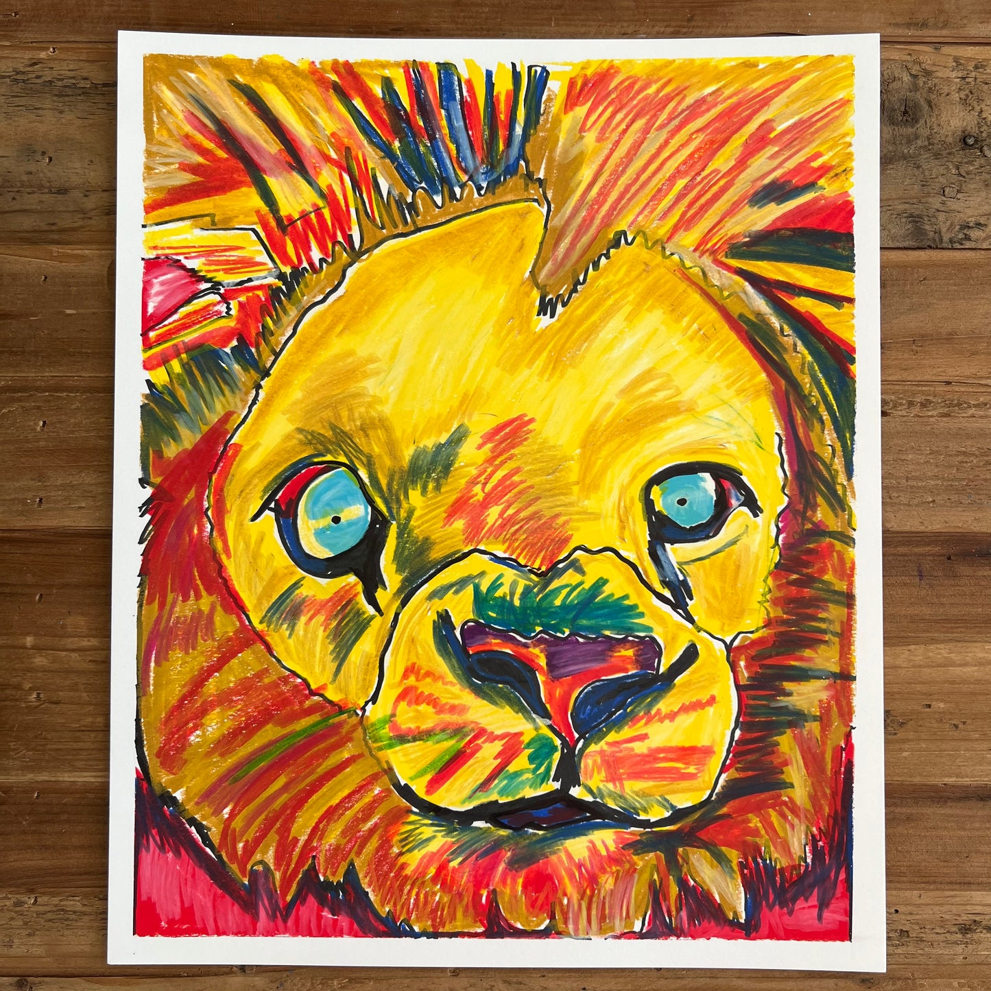 Silly Lion - ORIGINAL  14x17”