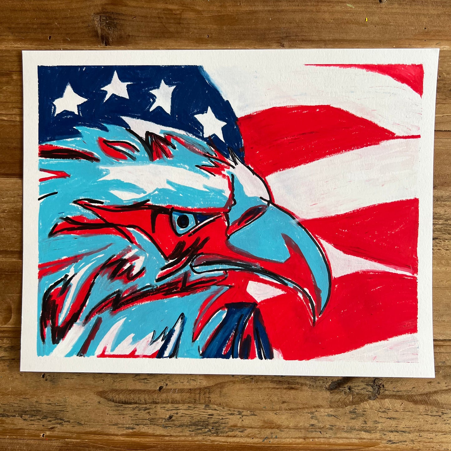 American Eagle - original oil pastel artwork in size 11x14"