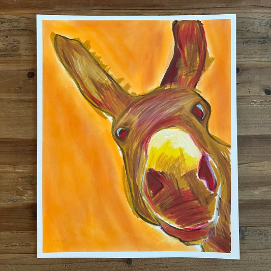 Funny Donkey - ORIGINAL OIL PASTEL - 14x17”