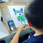 Blue Raccoon - ORIGINAL  OIL PASTEL ARTWORK - 14x17""