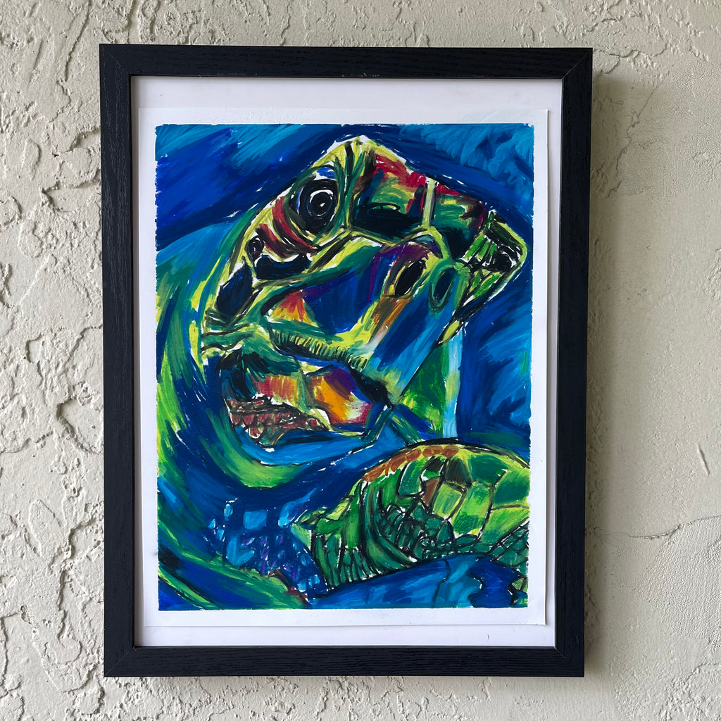Turtle FRAMED - original 11x14” - Vichy's Art