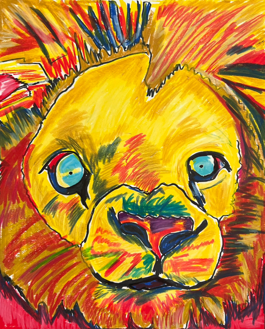 Silly Lion - ORIGINAL  14x17”