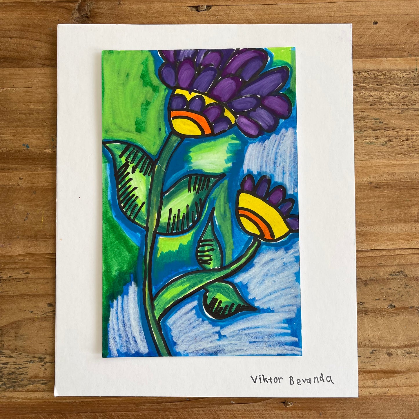 Mother's Day Purple Flower - ORIGINAL 5 1/4 x 8 1/4""