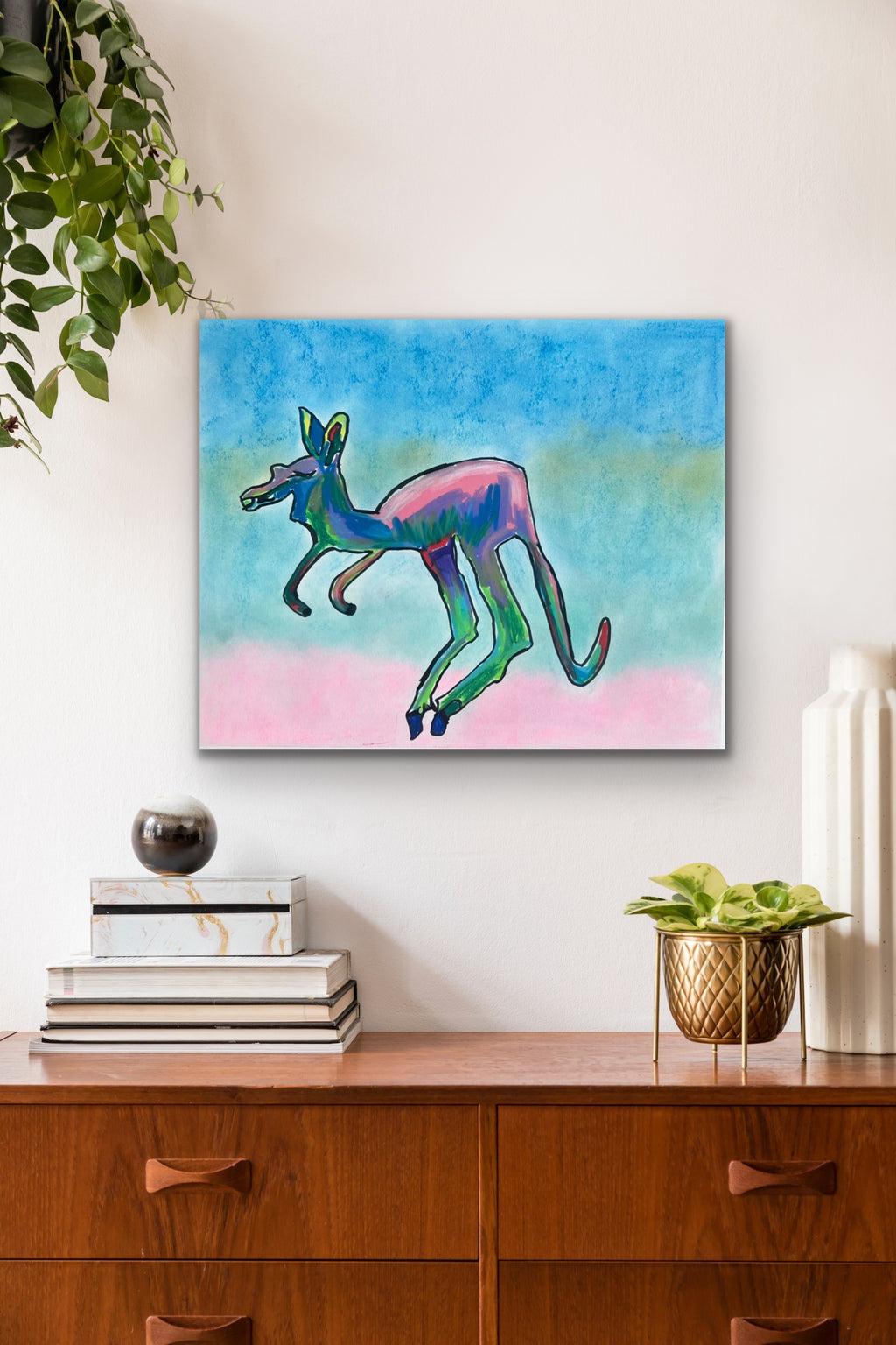 Kangaroo  - ORIGINAL OIL PASTEL ARTWORK -14x17"