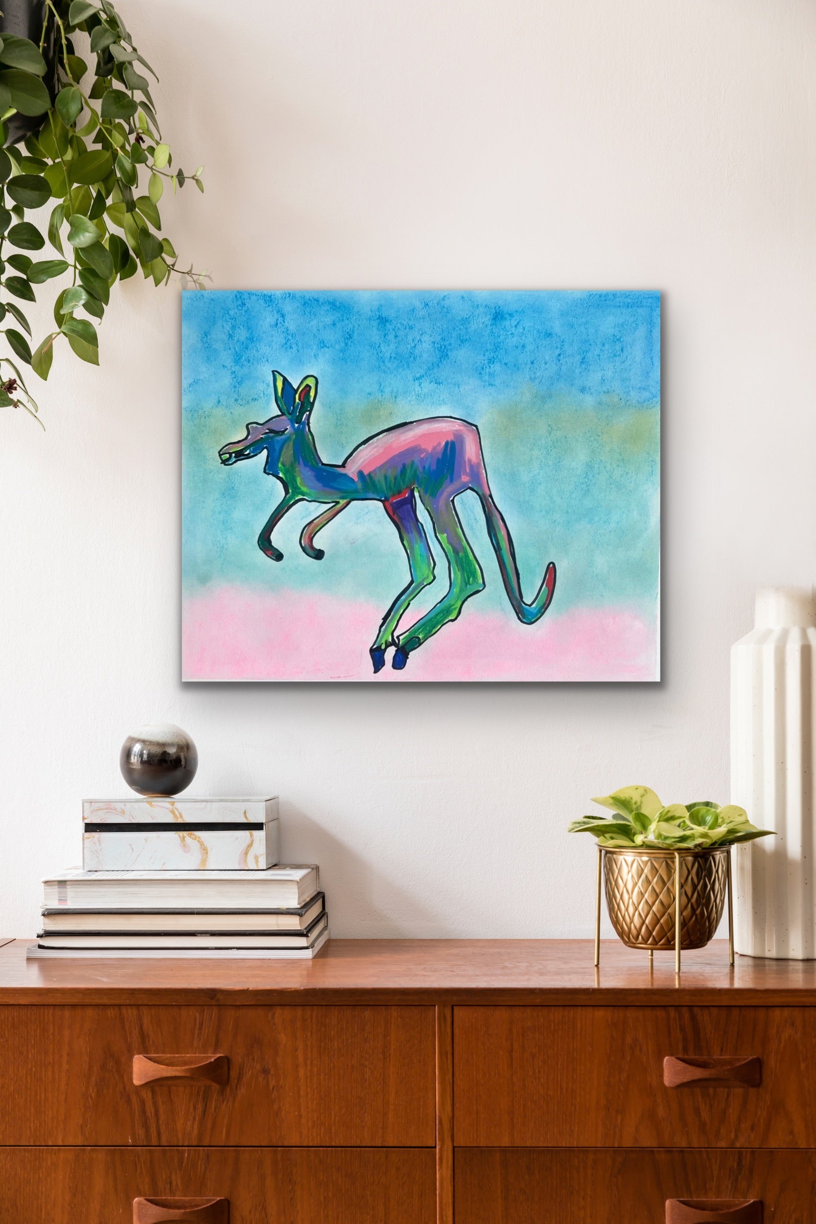 Kangaroo  - ORIGINAL OIL PASTEL ARTWORK -14x17"