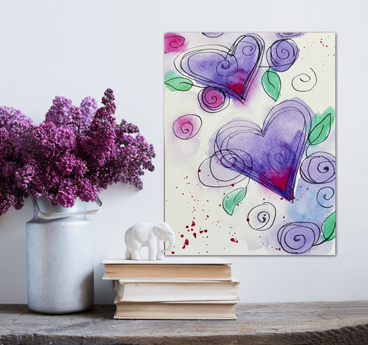 Two Purple Hearts - Print, Poster or Stretched Canvas Print in more sizes