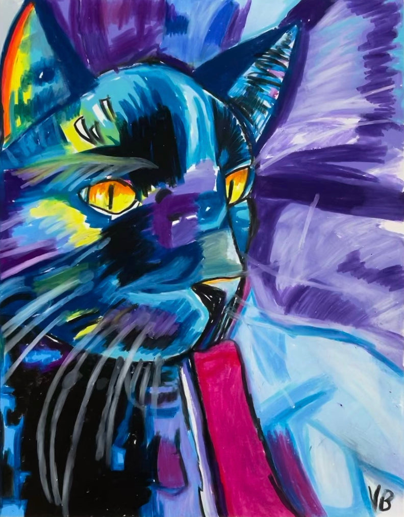 Cat  - ORIGINAL 11x14” - Vichy's Art