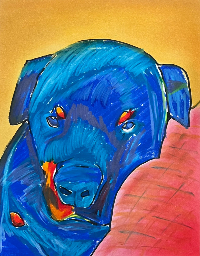Cuddly Rottweiler - ORIGINAL OIL PASTEL ARTWORK - 11x14"