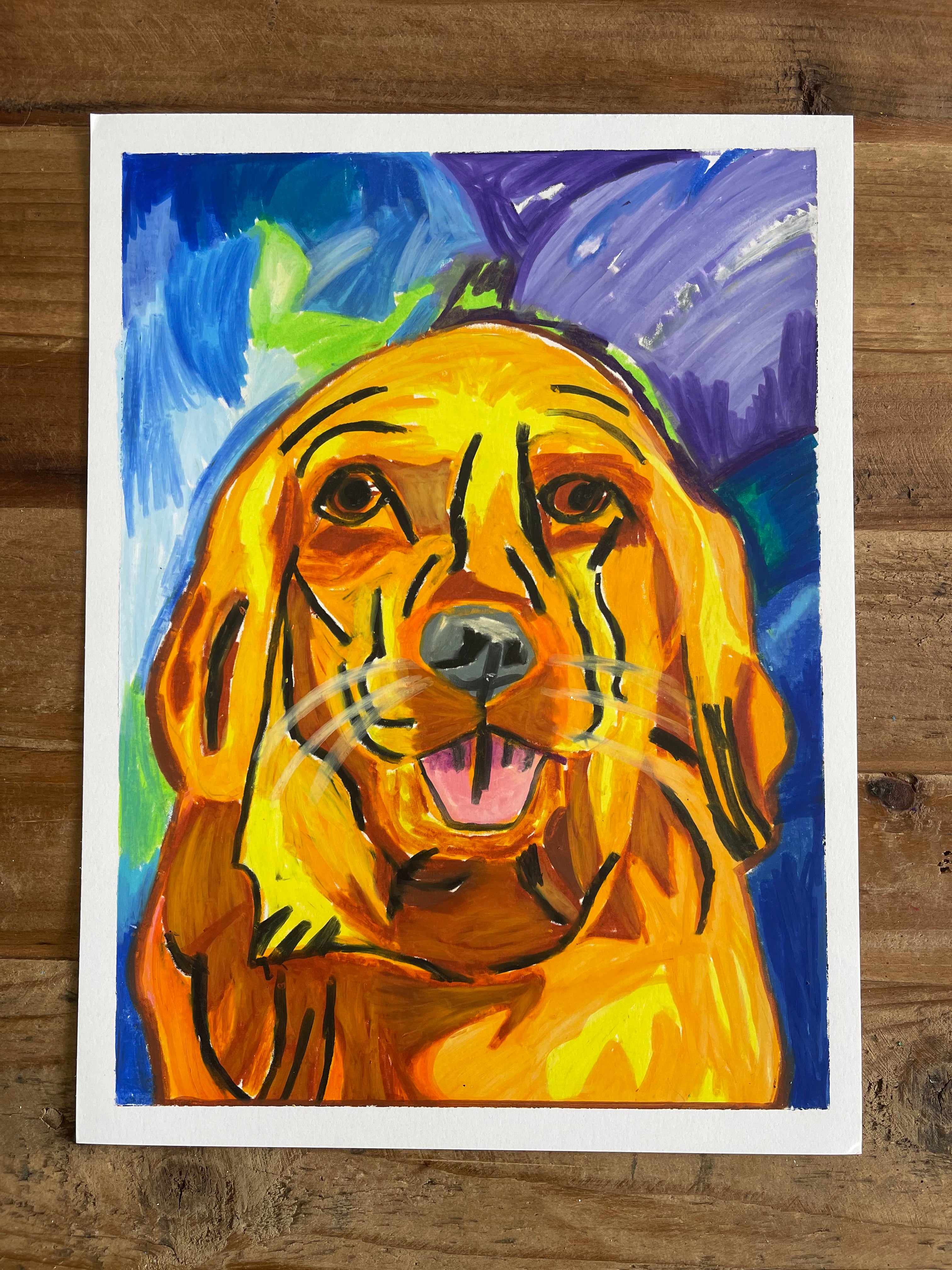 Golden Retriever - ORIGINAL 9x12" - Vichy's Art