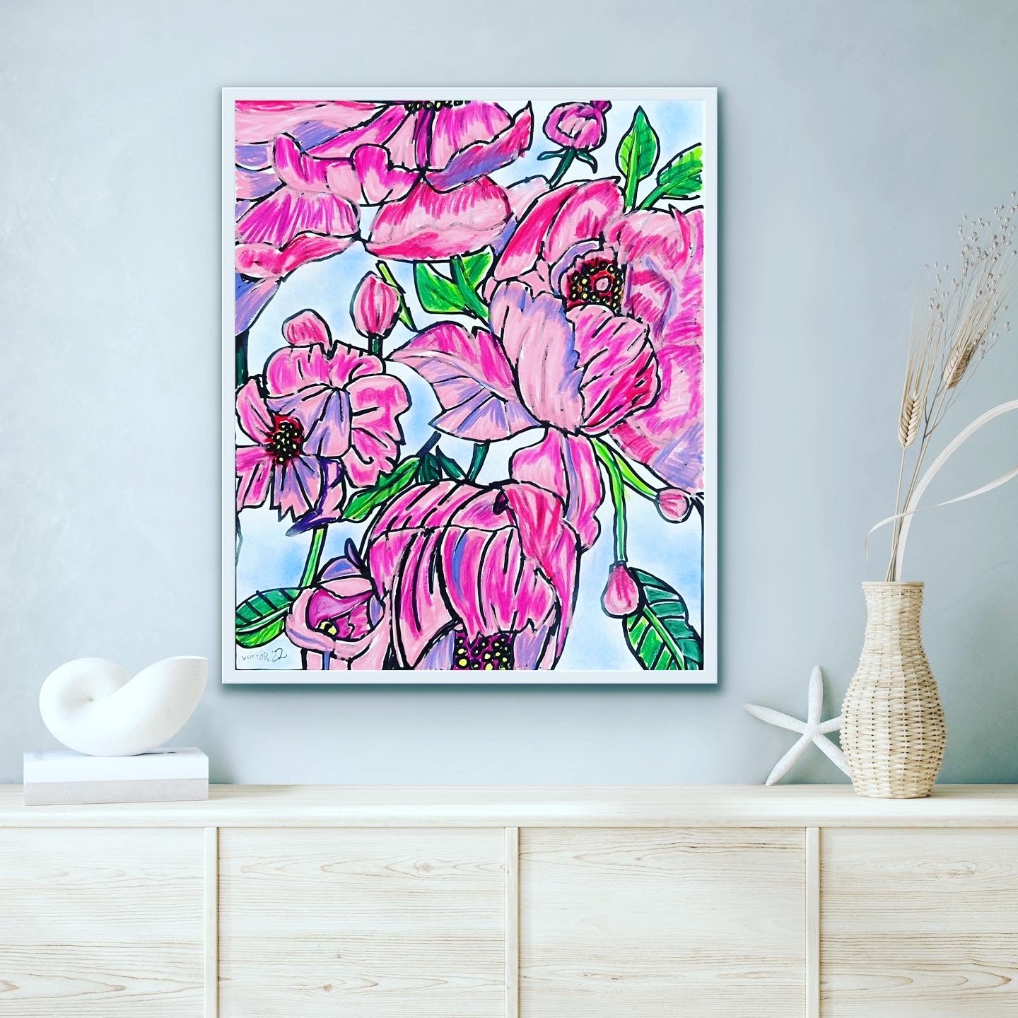 Peony - Stretched Canvas Print in more sizes