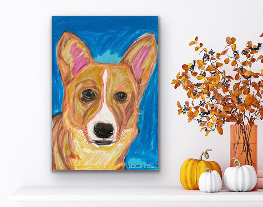 Corgi Dog - Stretched Canvas Print in more sizes
