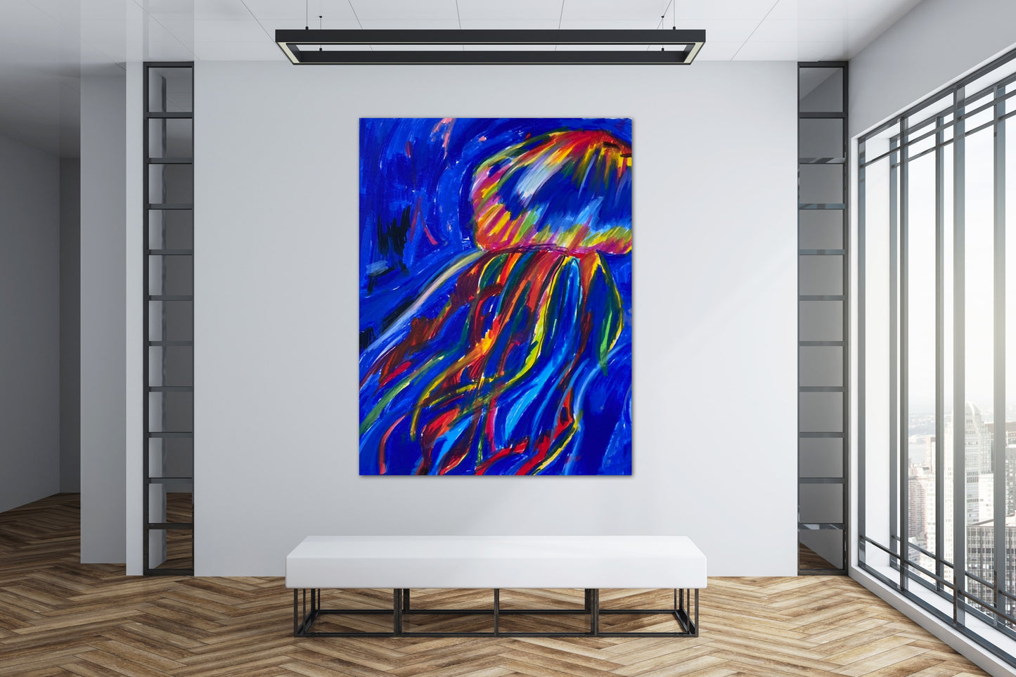 Blue Jellyfish - Stretched Canvas Print in more sizes