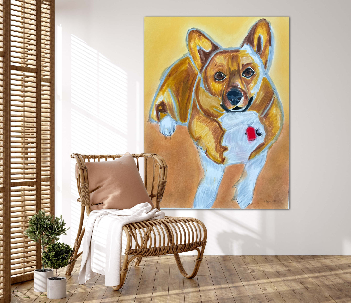 Corgi - Stretched Canvas Print in more sizes
