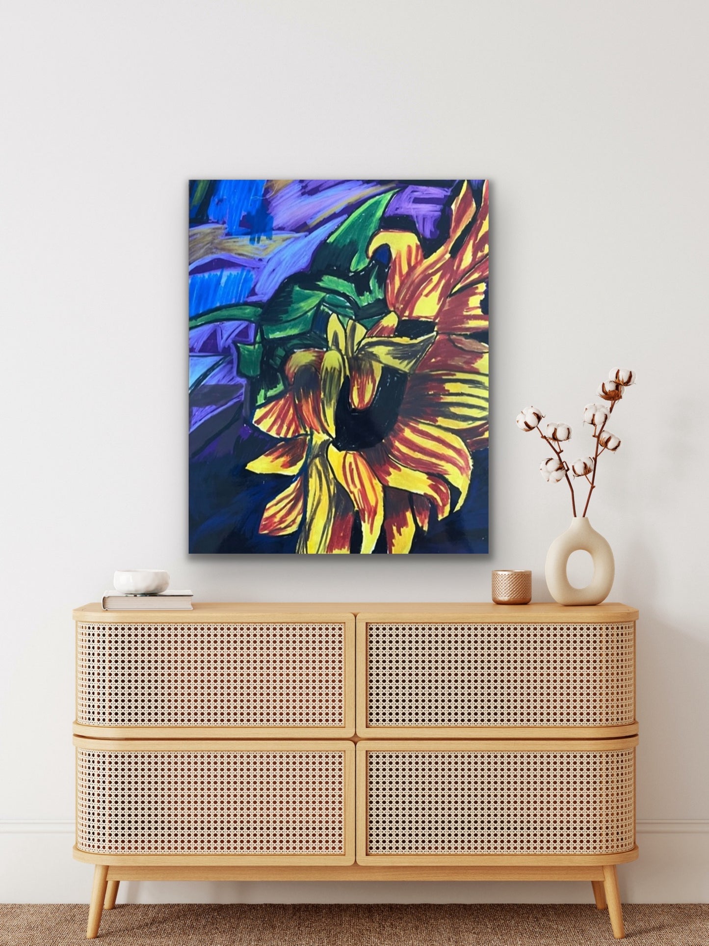 Shy Sunflower - Stretched Canvas Print in more sizes