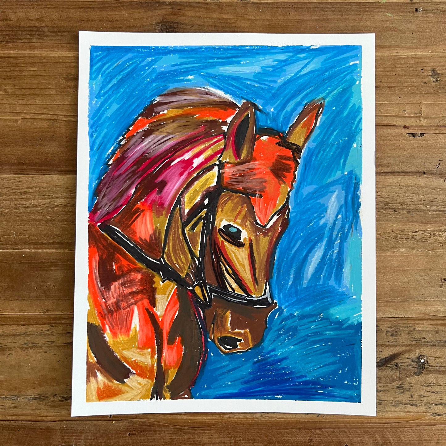 Brown Horse - ORIGINAL 11x14"
