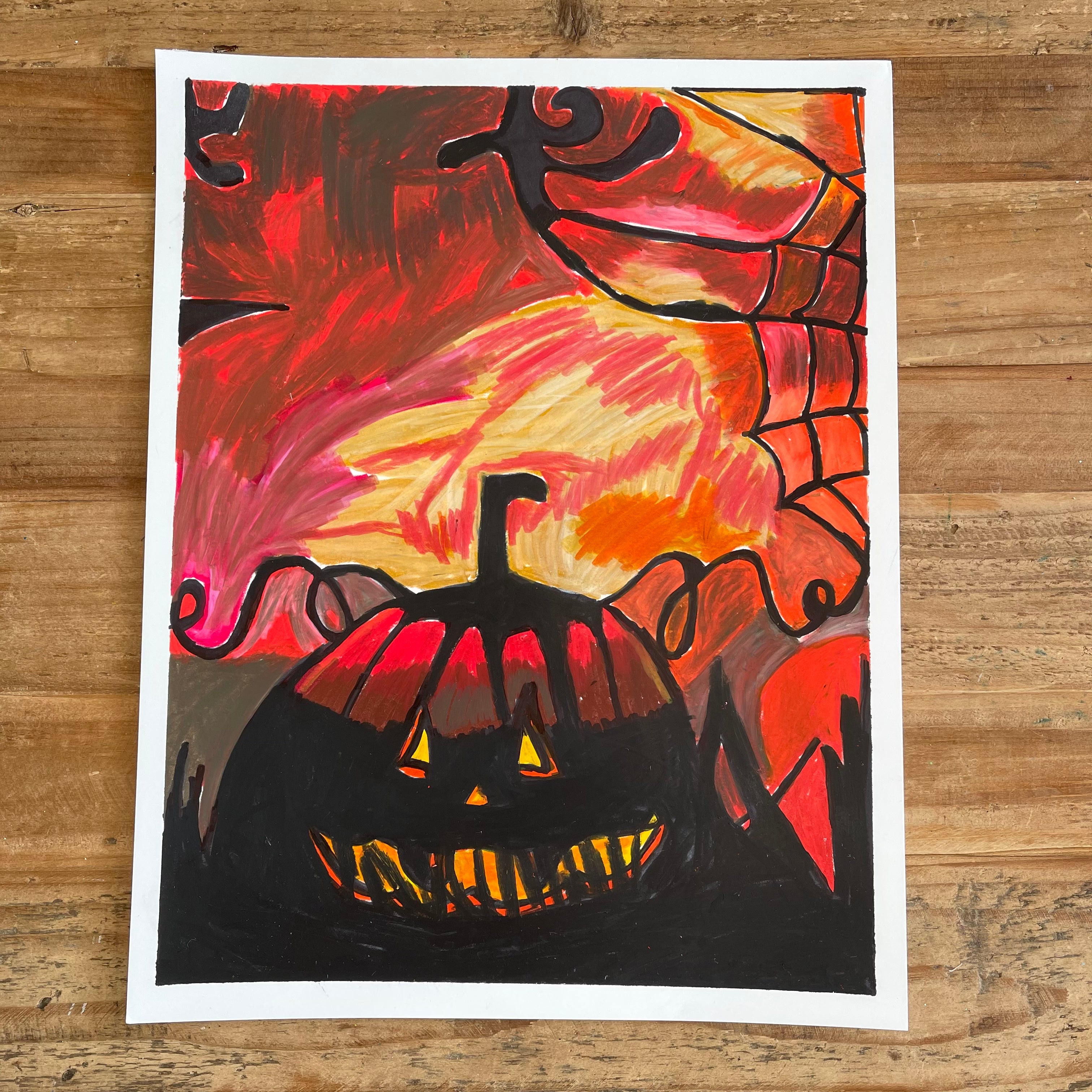 Jack-O-Lantern -  original 11x14" - Vichy's Art