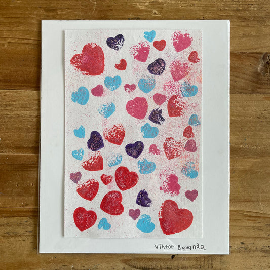 Hearts No 4 - ORIGINAL acrylic on paper 6x9" (matted to 8x10")