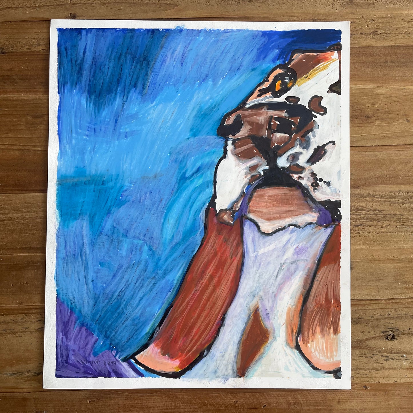 Abstract Basset Hound -  ORIGINAL 14x17”