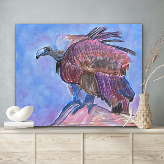 Vulture bird - ORIGINAL Oil Pastel art 14x17"