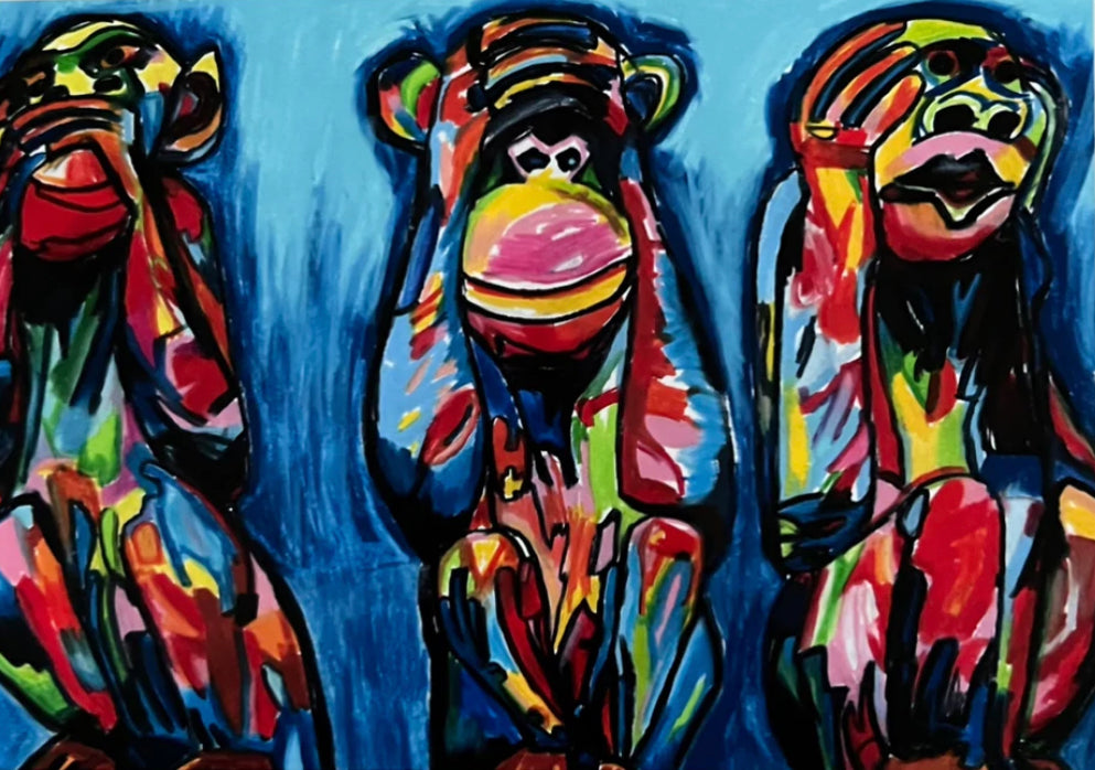 Wise Monkeys - fine prints and canvas prints in more size - Vichy's Art