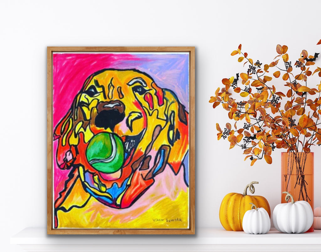 Golden Retriever with a Tennis Ball - ORIGINAL 11x14"