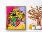 Golden Retriever with a Tennis Ball - ORIGINAL 11x14"