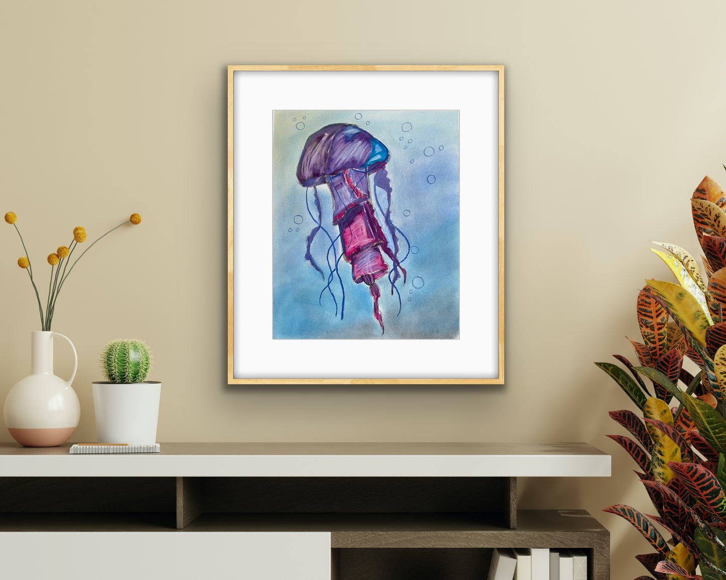 Purple Jellyfish - ORIGINAL 14x17” FRAMED