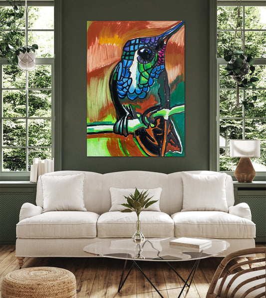 Hummingbird - Stretched Canvas Print in more sizes