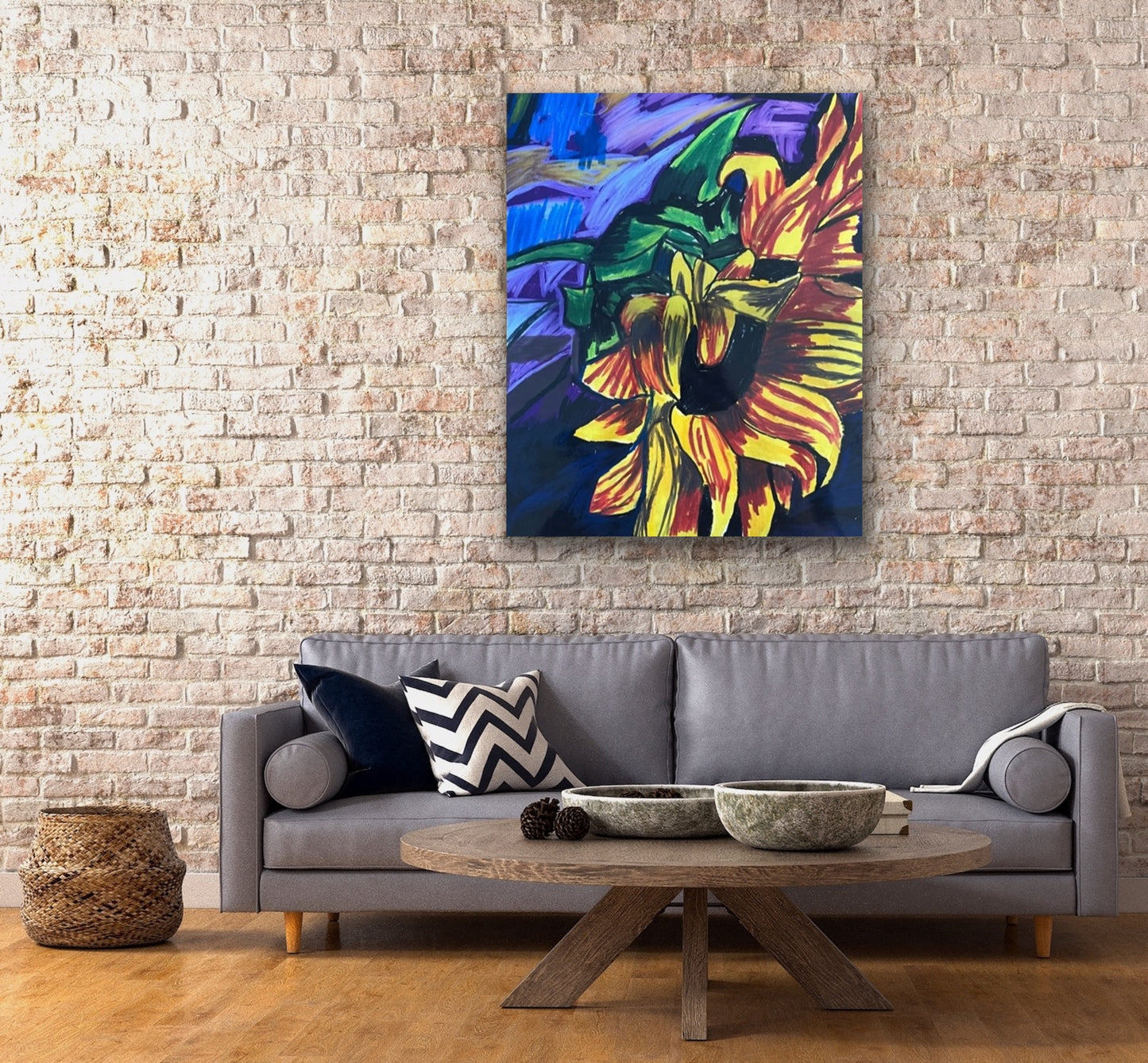 Shy Sunflower - Stretched Canvas Print in more sizes
