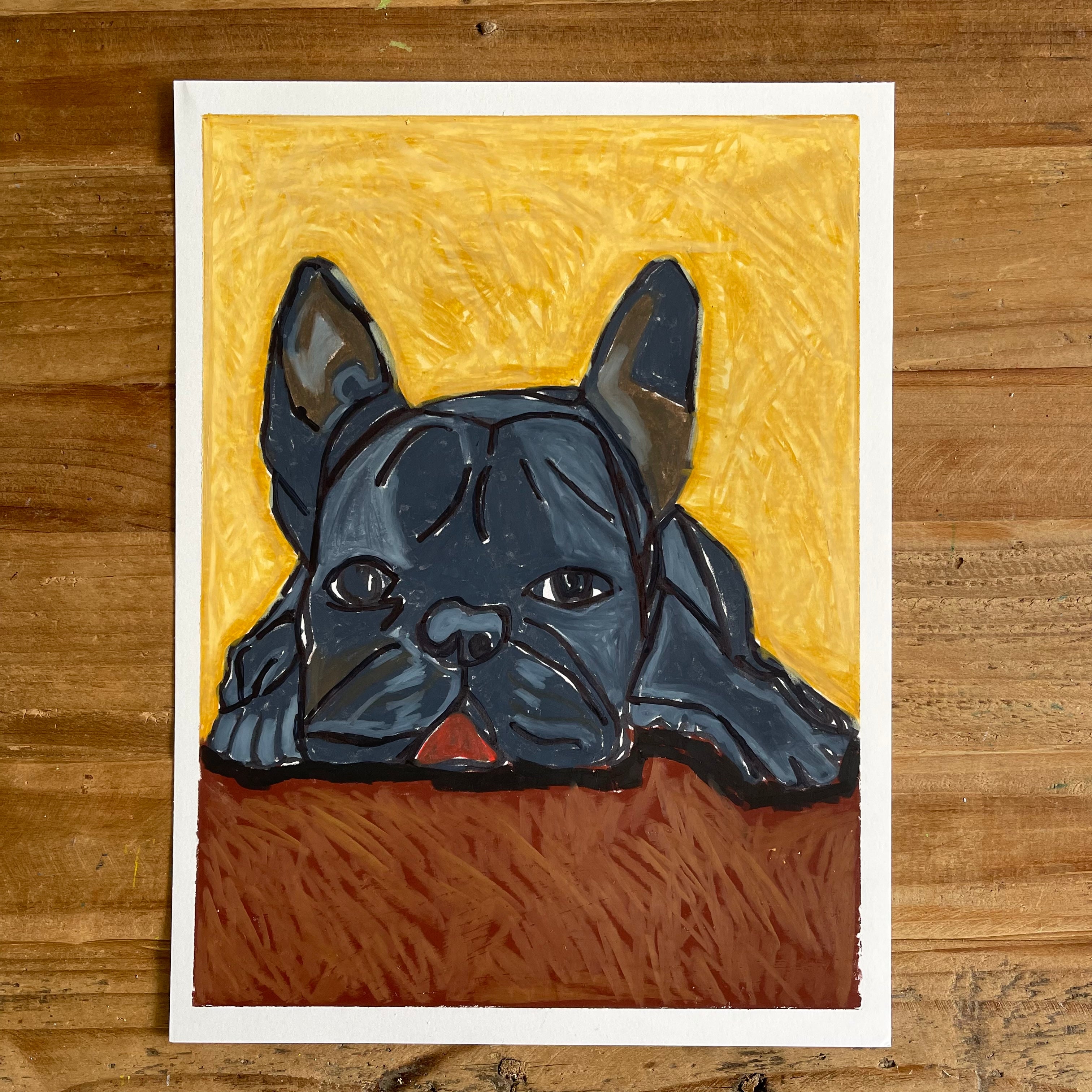 Cute Frenchie - original 9x12" - Vichy's Art