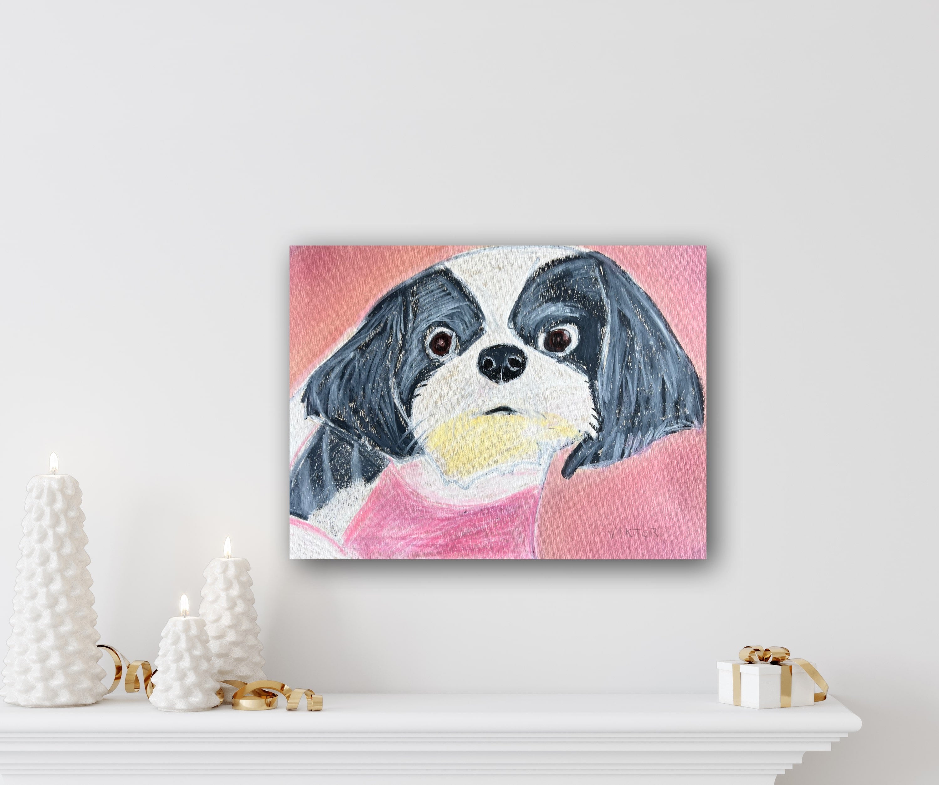 Shih Tzu - ORIGINAL oil pastel in size 9x12"