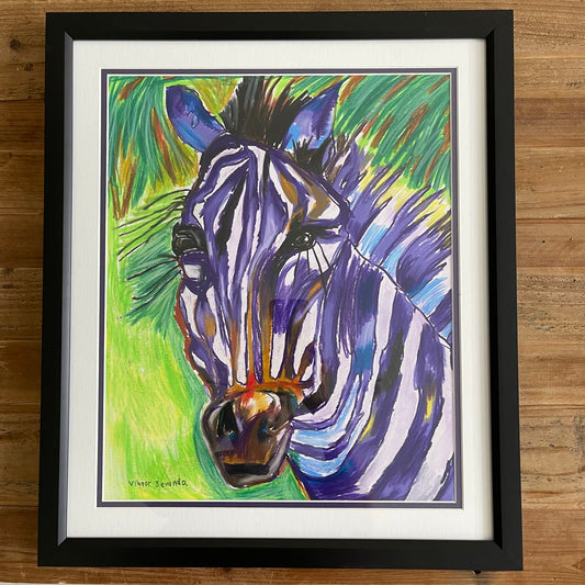Zebra FRAMED - ORIGINAL  14x17” - Vichy's Art