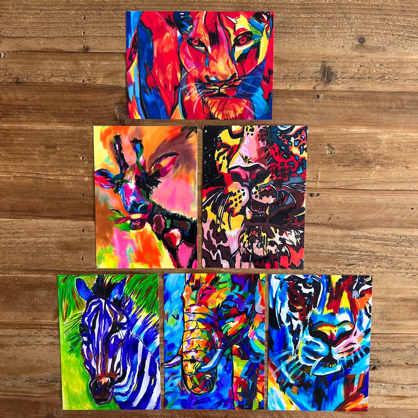 Safari animals -Set of 6 prints in size 5x7" for $25