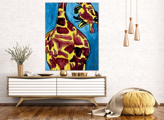Upside Down Giraffe - Print, Poster or Stretched Canvas Print in more sizes