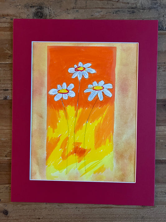 Daisy Flowers Orange - ORIGINAL 9x12"