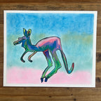 Kangaroo  - ORIGINAL OIL PASTEL ARTWORK -14x17"