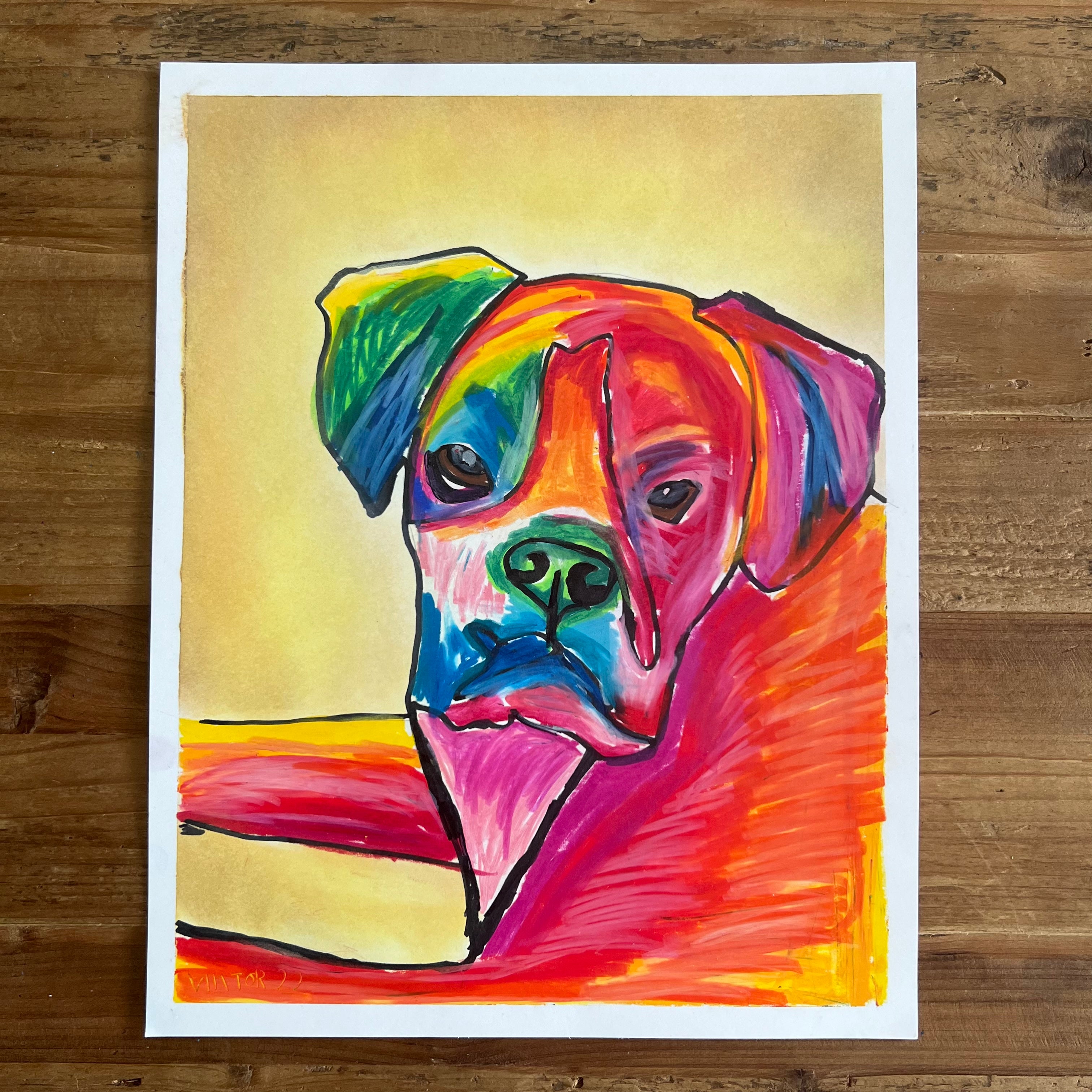 Red Boxer - ORIGINAL 11x14"