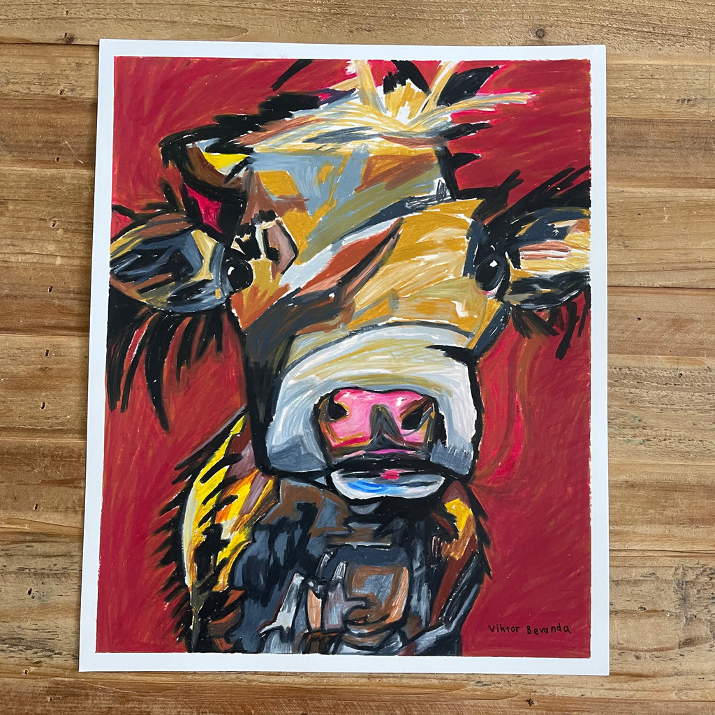 Brown Cow - ORIGINAL 14x17” - Vichy's Art