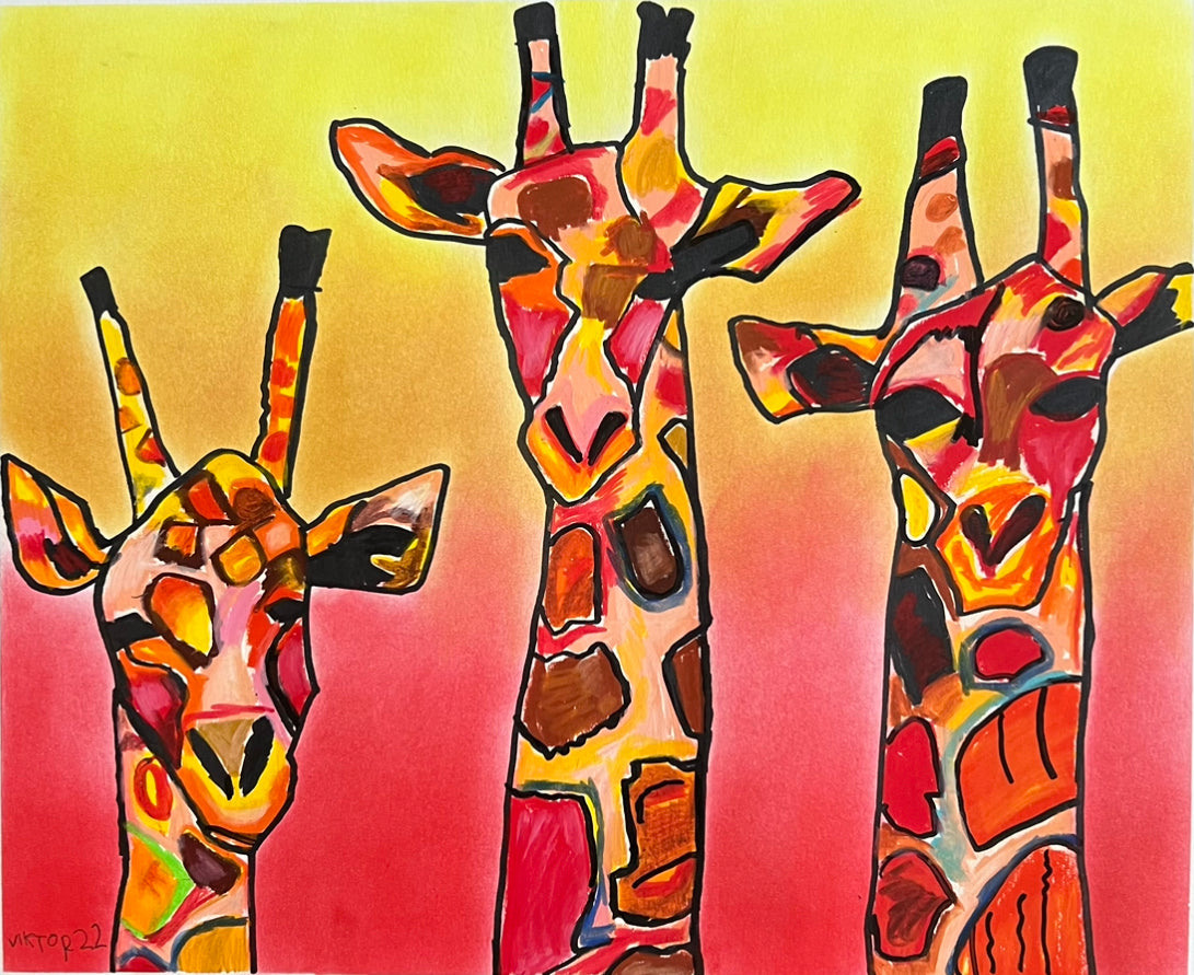 Giraffes - ORIGINAL  14x17”